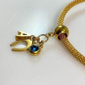 Horseshoe with Letter and Birthstone Charm - CUSTOMIZABLE